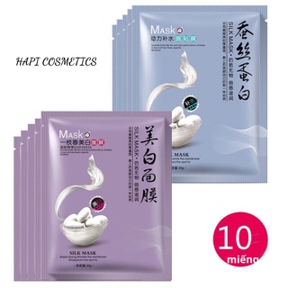 Set 10 miếng Mặt nạ tơ tằm One Spring Silk Mask Bioaqua cấp ẩm dưỡng trắng giúp da luôn mềm mịn mượt mà căng bóng