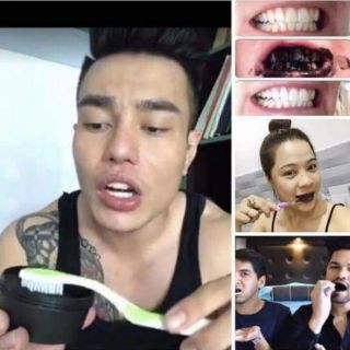 Bột tẩy trắng răng than hoạt tính.