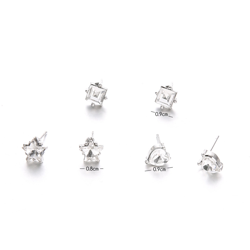 Bộ 3 đôi khuyên tai đính đá dễ thương cho nữ