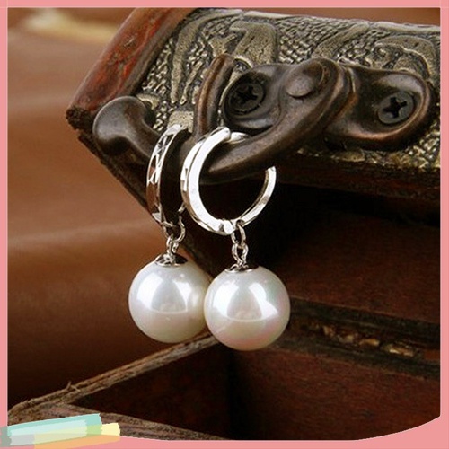 Đôi Khuyên Tai HìNh VòNg TròN PhốI HạT NgọC Trai Giả ThờI Trang Cho Nữ