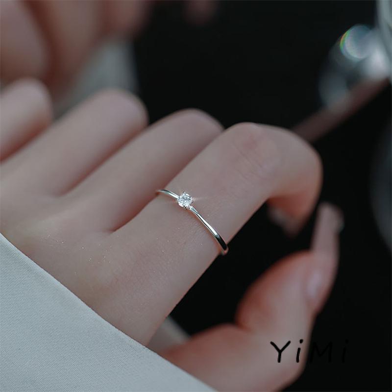Nhẫn Hở Mạ Bạc 925 Đính Kim Cương Nhân Tạo Sang Trọng Cho Nữ