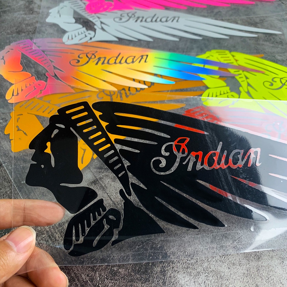 Phong cách điêu khắc đầu lông vũ của Ấn Độ Xe máy Sticker phản quang Đề can bình xăng cho Harley Davidson Road King Classic Street Glide