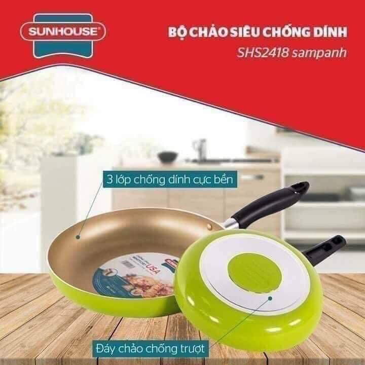 CẶP 2 chảo SUNHOUSE chống dính size 18cm và 24cm