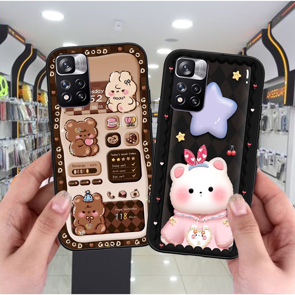 Ốp Xiaomi Redmi Note 11 pro 5g bản CHINA / Redmi Note 11 pro plus in hình gấu caro đen trắng dễ thương siêu bền