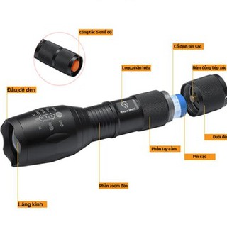 Đèn pin siêu sáng  XML-T6 , pin sạc