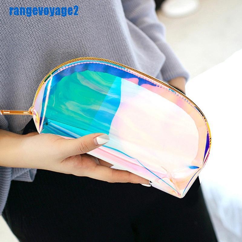[range11] Woemn Transparent Laser Cosmetic Bag Travel Organizer Zipper Makeup Wash bag [VN]