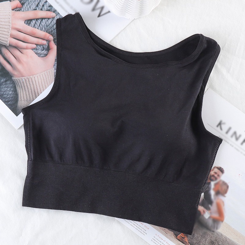 Áo Lót Thể Thao Màu Trơn Có Đệm Ngực Hở Lưng Phong Cách Hàn Quốc Cho Nữ