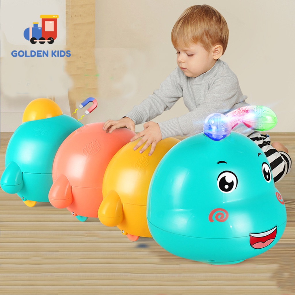 Đồ chơi chú sâu biến hình cảm biến tránh chướng ngại vật  âm nhạc ánh sáng chạy pin dễ thương