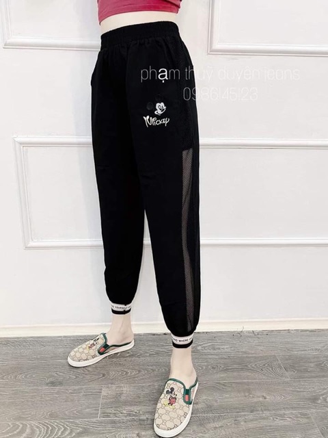 Quần đũi phối lưới thêu micky