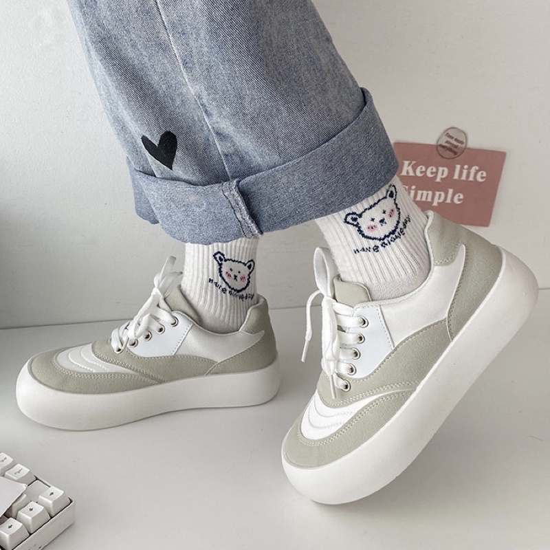 (HÀNG ORDER) Giày sneaker Rosé BLACKPINK loại không răng cưa đế bánh mì 4cm | BigBuy360 - bigbuy360.vn