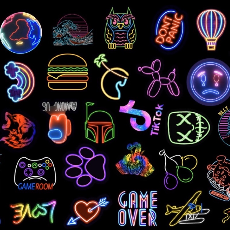 Hình Dán Sticker NEON Chống Nắng, Chống Nước Dán Mũ Bảo Hiểm, Vali, Điện Thoại
