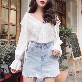 Váy jean rách .