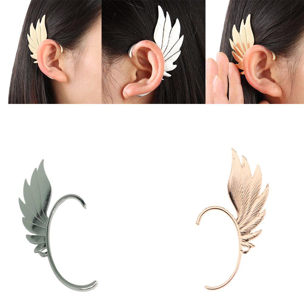 Khuyên Kẹp Vành Tai Hình Đôi Cánh Lông Vũ Thời Trang Cá Tính Dành Cho Nam Nữ