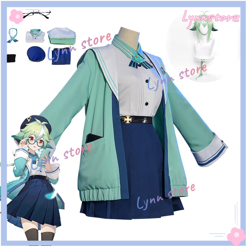 Sucrose Cosplay Trang Phục Tóc Giả Genshin Impact ONEPLUS Sucrose Phụ Nữ Dễ Thương JK Đồng Phục Trò Chơi Phù Hợp Với