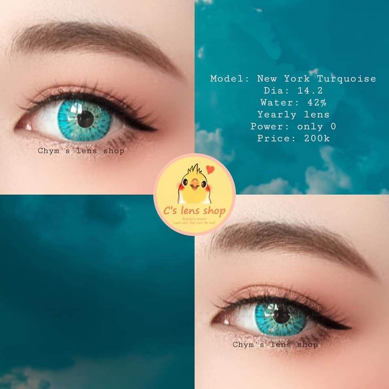< CÓ SẴN > Lens mẫu New York Turquoise, chỉ có 0 độ [KHÔNG BÁN LỆCH ĐỘ]