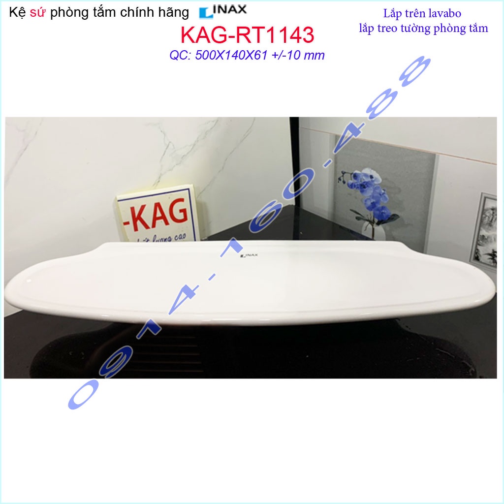 Kệ sứ LInax KAG-RT1143, kệ dưới gương đựng xà phòng nhà tắm cao cấp chính hãng sứ trắng tinh dễ vệ sinh sang trong sạch