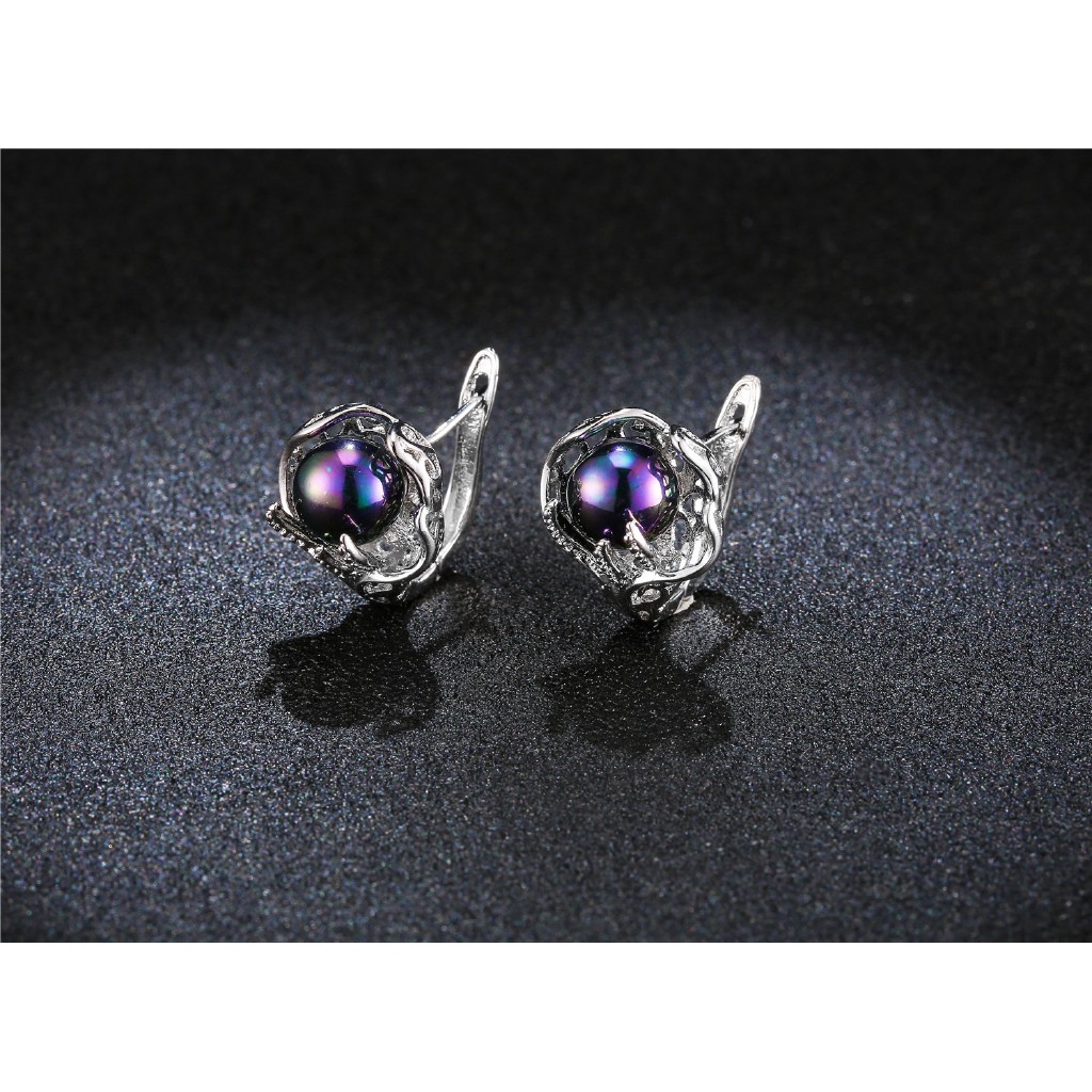 Bông tai mạ bạc 925 đính ngọc trai giả nhiều màu sắc không gây dị ứng