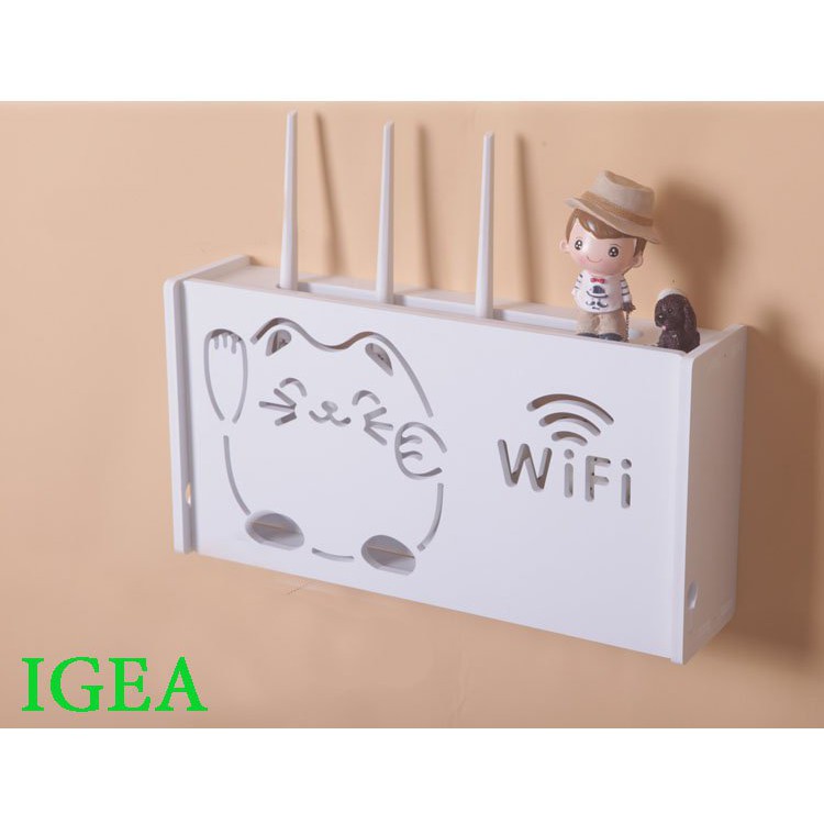 [Mã LIFEBKA5 giảm 10% tối đa 1 Triệu đơn 500k] Kệ wifi con mèo thần tài IGA IG345