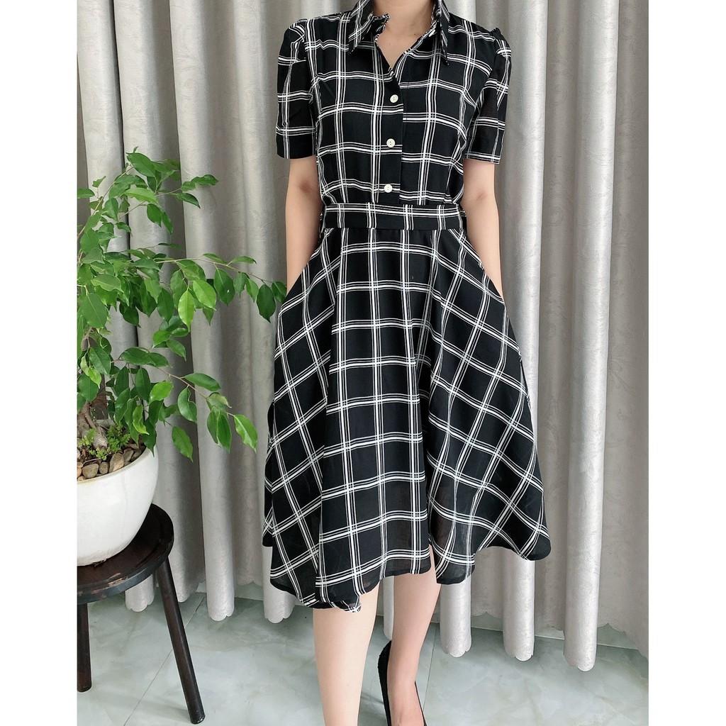 Đầm Váy Nữ Sơ Mi Kẻ Caro Sang Chảnh - QA0041 | BigBuy360 - bigbuy360.vn