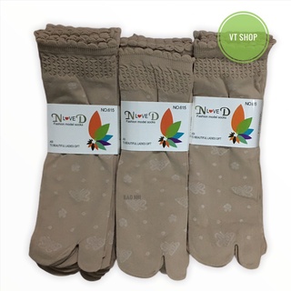 Tất vớ nữ đi nắng màu da cotton trơn mịn có hoa văn dệt nổi, chống nắng, dưỡng da- combo 10 đôi