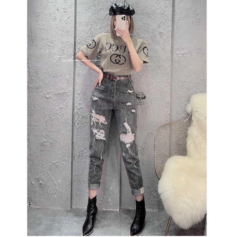 Jeans rách xám bigsize (55-90kg)