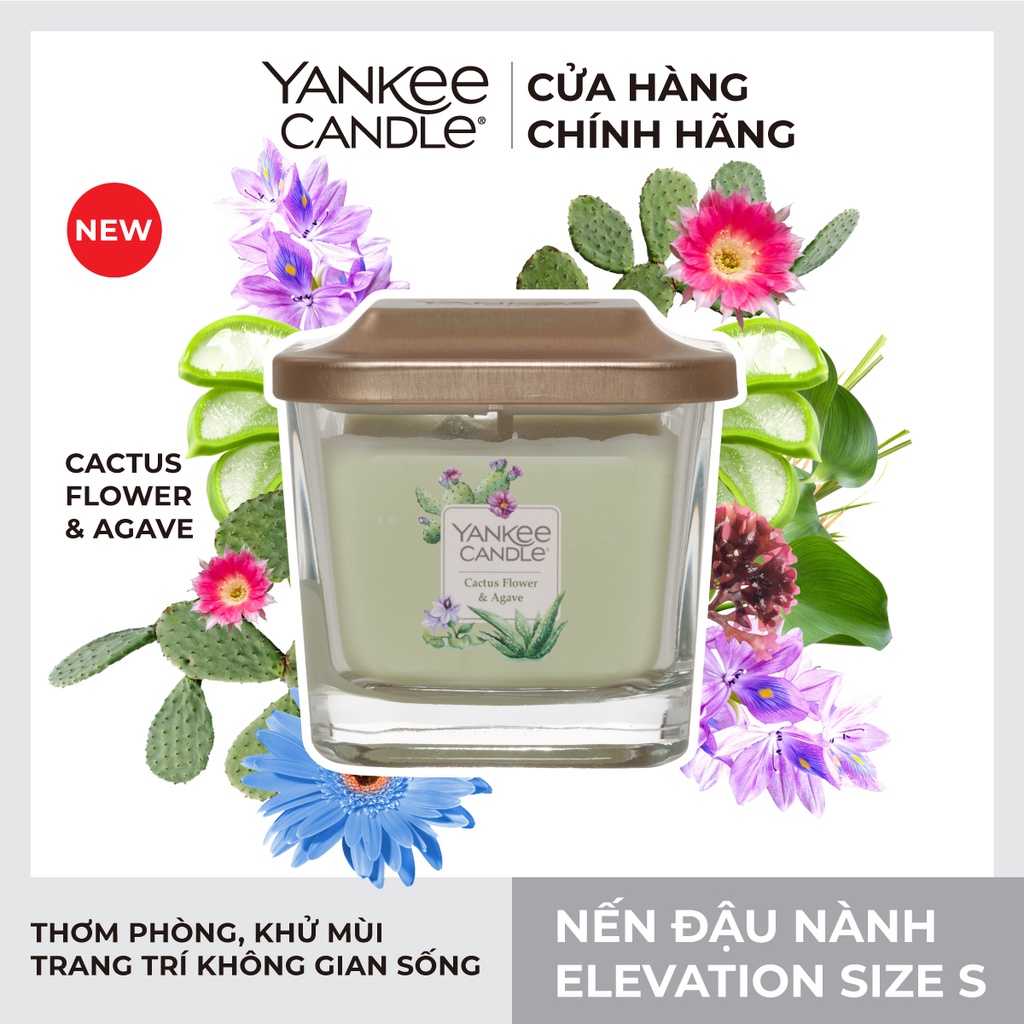 Nến ly vuông Elevation Yankee Candle size S - Cactus Flower &amp; Agave (96g)