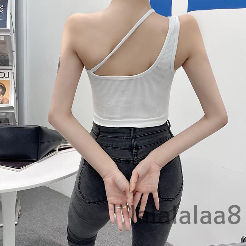 Áo bra thể thao ôm dáng không tay có mút ngực một bên vai không đều cho nữ