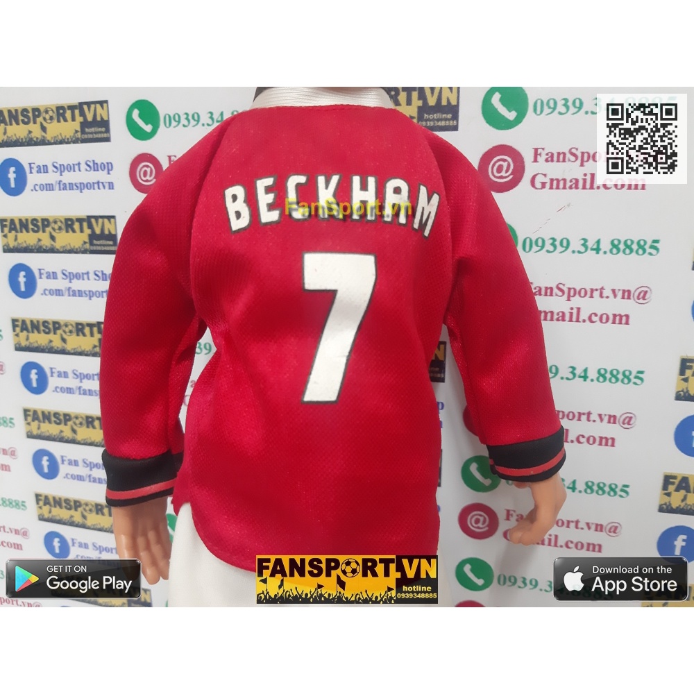 Mô hình tượng cầu thủ bóng đá David Beckham 7 Manchester United Hero Treble 1999 figure red kodoto soccerwe prostars