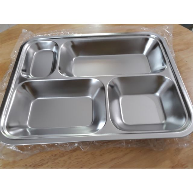 Khay cơm inox 4 ngăn có nắp