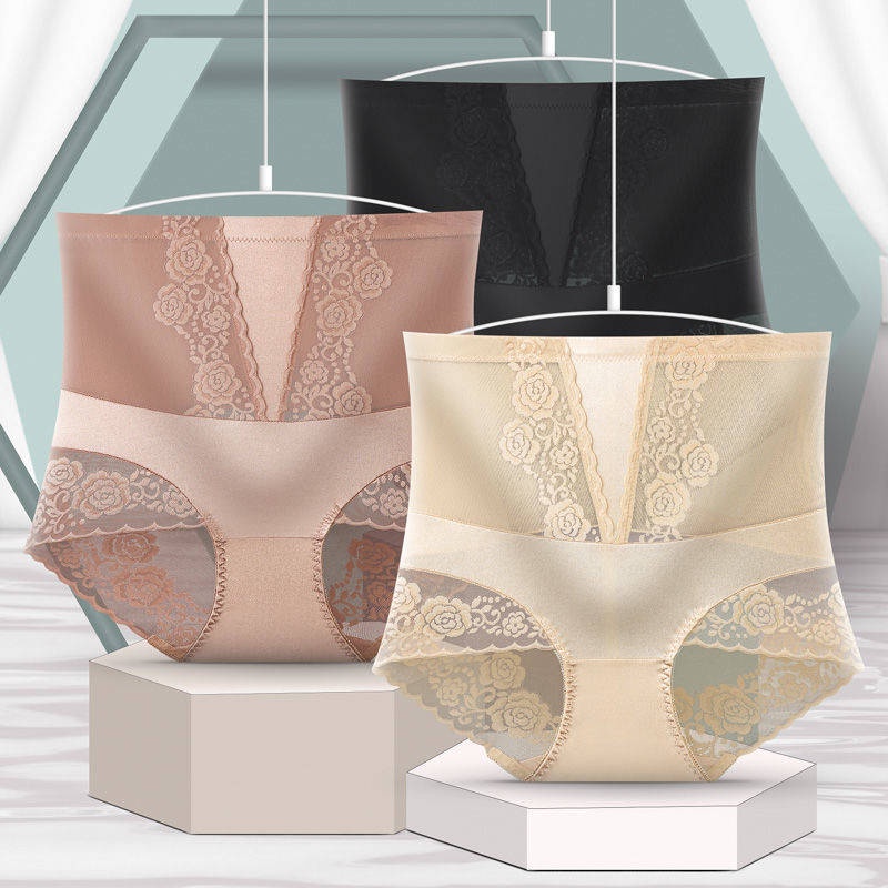 Đồ lót nữ cao eo bụng ren sexy quyến rũ cơ thể hip thân hình eo quần cotton tinh khiết nữ tam giác