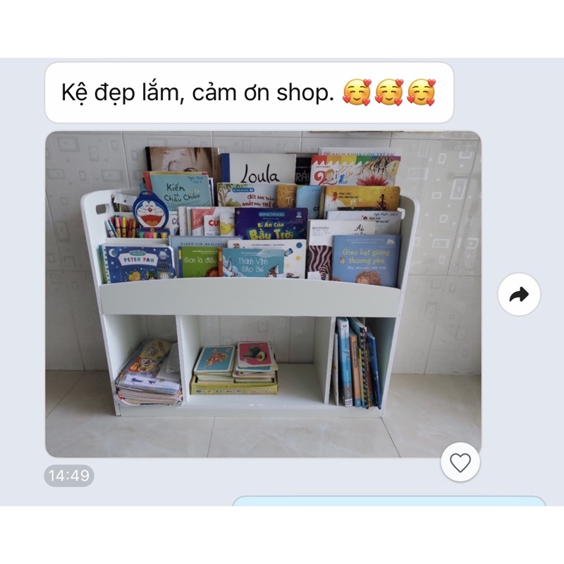 Kệ sách cho bé, kệ đồ chơi, giá sách gỗ 3 tầng, giá sách kết hợp kệ đồ chơi Montessori cho bé KTH