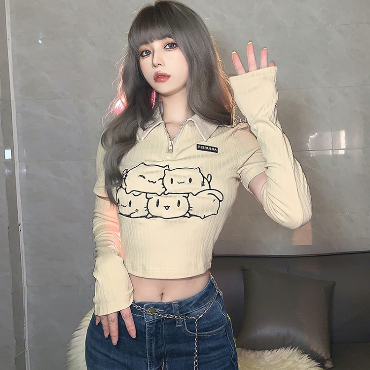 Áo Thun Croptop Màu Trơn Thêu Họa Tiết Ngọt Ngào Thời Trang Mùa Hè Cho Nữ