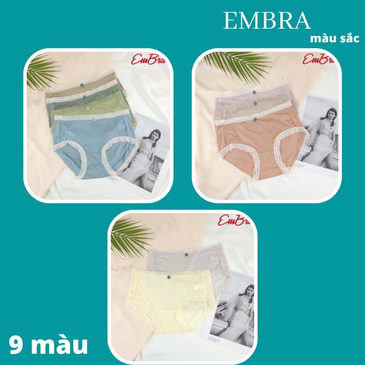 Quần lót nữ EMBRA thun lạnh đính Lá cao cấp nhiều màu EBQL25