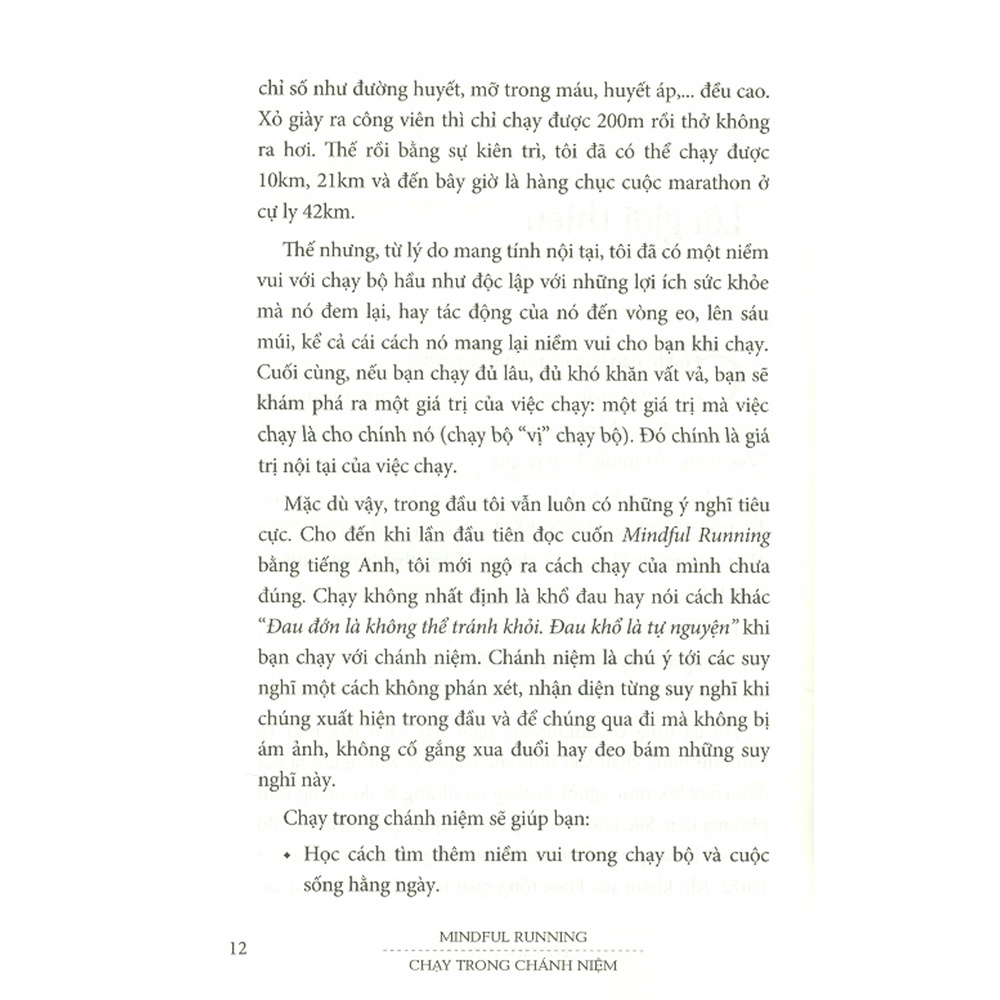Sách - Chạy Trong Chánh Niệm - Thiền Định Để Chạy Bộ Tốt Hơn Và Sống Vui Khỏe
