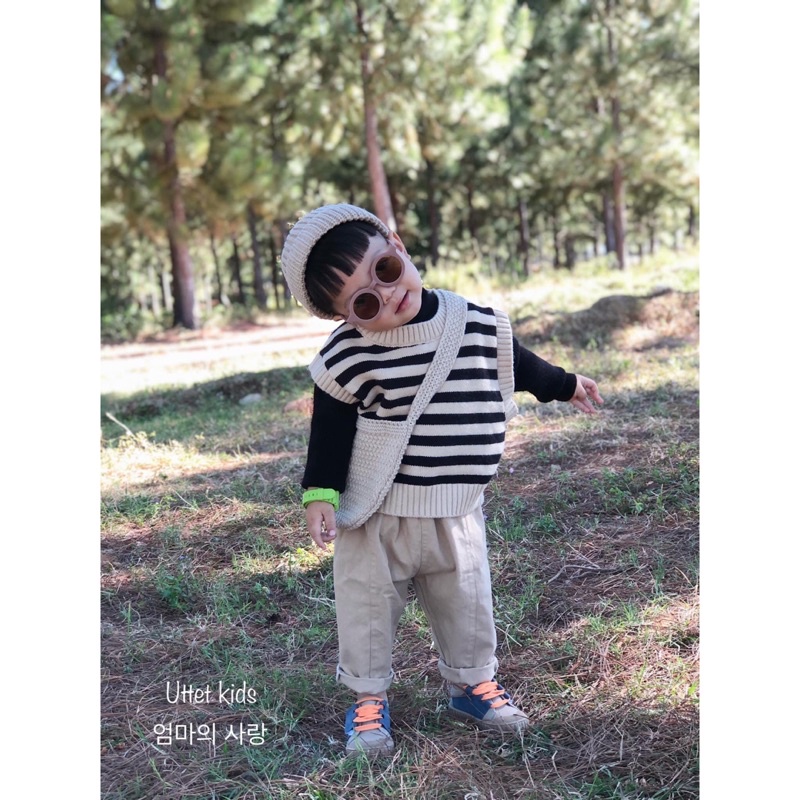 [Ảnh thật] ÁO GILE LEN SỌC HÀN QUỐC DÀNH CHO BÉ GÁI VÀ BÉ TRAI TỪ 1-6T SIZE 80 ĐẾN 120