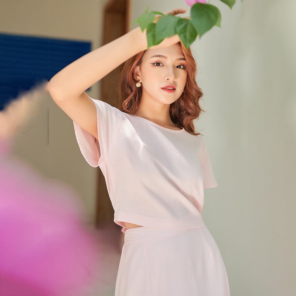 Set váy công sở LEOSWEARING áo croptop tay ngắn mix chân váy đuôi cá chất Linen Bột cao cấp mặc văn phòng đi tiệc A79