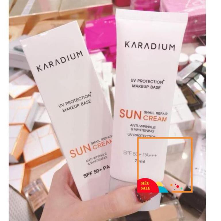 Kem chống nắng nâng tone hàn quốc / Kem Chống Nắng Karadium  Snail Repair Sun Cream SPF 50+ PA+++ 70mL