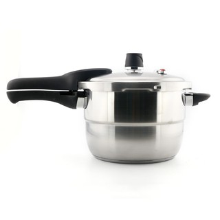 Nồi áp suất inox nấu bếp từ, dung tích 6L Kalpen P2, Tặng kèm nắp vung kính, vỉ hấp inox