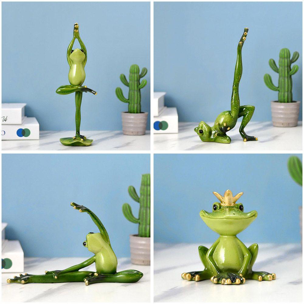 ZAIJIE24 Mô Hình Chú Ếch Tập Yoga Bằng Nhựa Resin Dùng Trang Trí Tiểu Cảnh