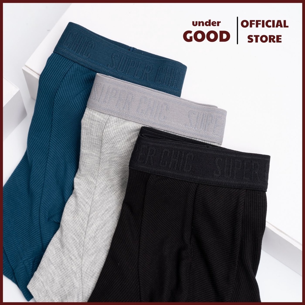 Combo 3 quần lót nam dáng boxer/ sịp đùi vải sợi tăm thoáng khí, mát mịn, màu sắc thời trang/ UnderGOOD