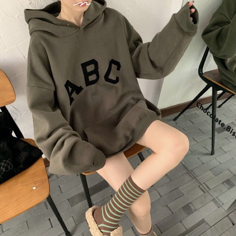 Áo hoodie nỉ thêu chữ ABC phong cách basic dễ phối đồ dễ mặc | BigBuy360 - bigbuy360.vn