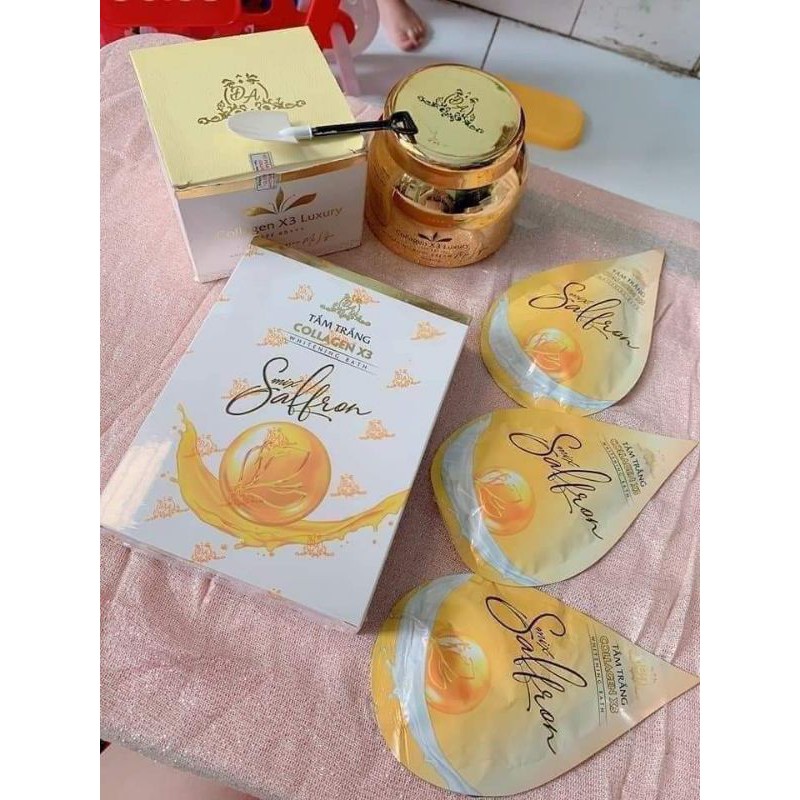 [CAM KẾT CHÍNH HÃNG 💯]Tắm trắng toàn thân kích trắng collagen x3 Đông Anh Luxury Mix Saffron ( hộp 3 gói)