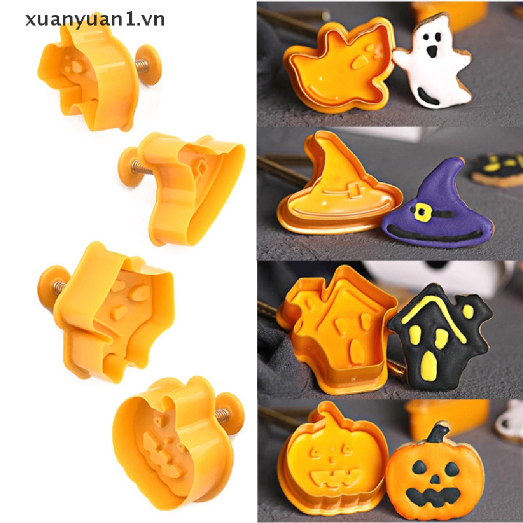 Set 4 Khuôn Nhựa Làm Bánh Phong Cách Halloween Độc Đáo