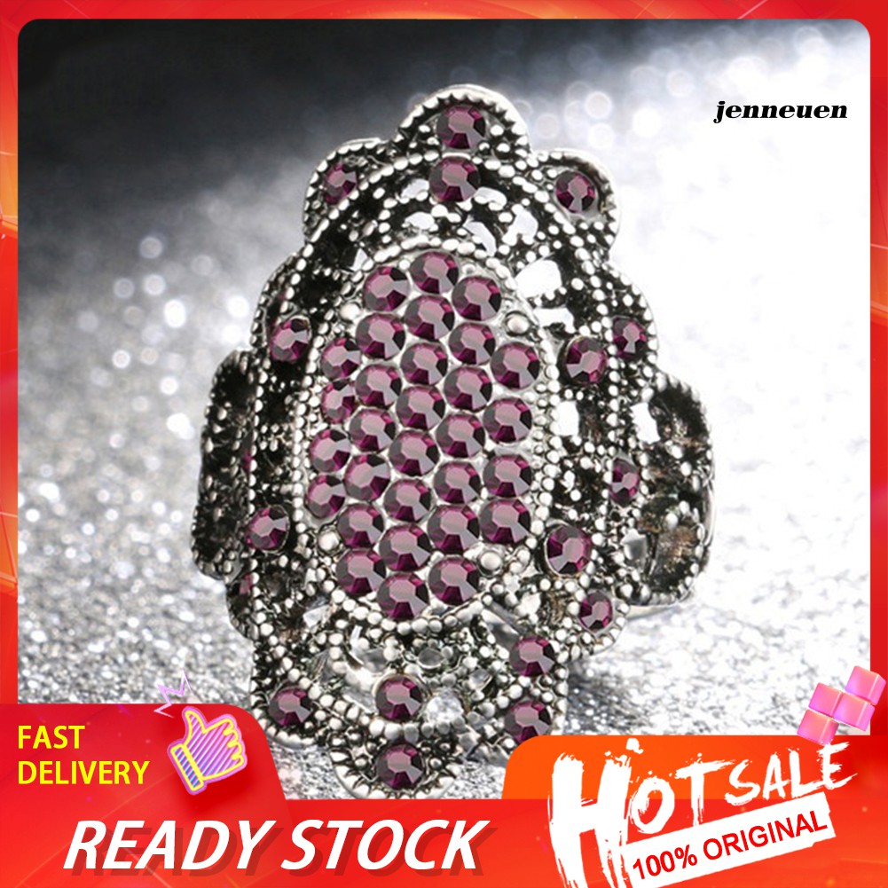 Nhẫn Hợp Kim Đính Đá Hình Oval Phong Cách Cổ Điển Cho Nữ