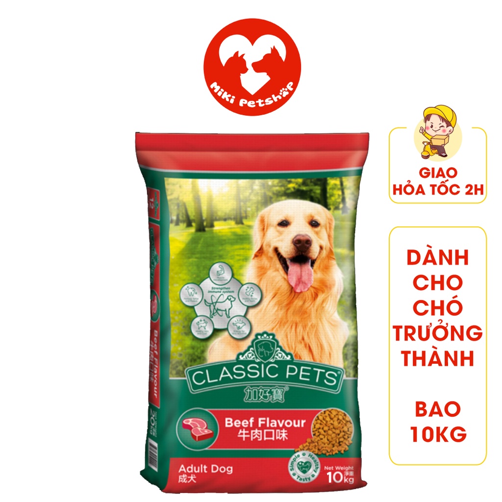 Thức Ăn Hạt Cho Chó Classic Pets Bao 10Kg Vị Bò Cho Chó Lớn - Miki Petshop
