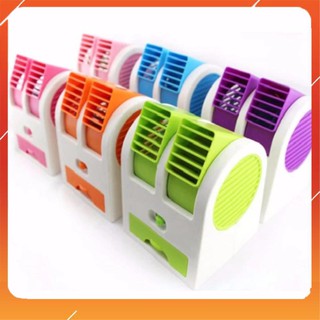Quạt đá mini 3 trong 1 Clever Mart - Quạt đá điều hòa mini 1-2 cửa gió - Quạt để bàn, Quạt USB, Quạt hơi nước mini 2 cửa