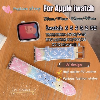 Dây Da Họa Tiết Lv Sang Trọng Cho Đồng Hồ Thông Minh Apple Watch Series 6 5 4 3 2 1 Kích Thước 44mm 42mm 38mm 40mm