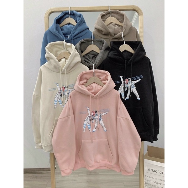 áo hoodie in hoạ tiết cặp đôi phi hành gia đáng yêu, cực rộng và xinh 2110a10