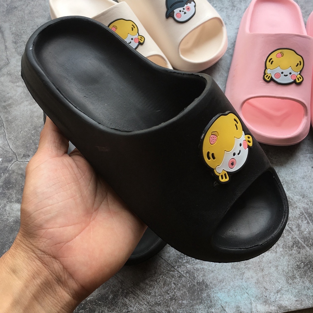 Dép bánh mì nữ 🔥 FREESHIP🔥 Dép quai ngang hình mặt trai gái đế cao 3cm siêu êm