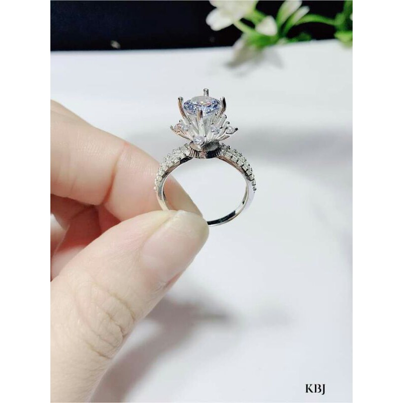 NHẪN BẠC TA CHO NỮ Ổ ĐÁ CAO - ĐƯỜNG KÍNH 1.7 CM